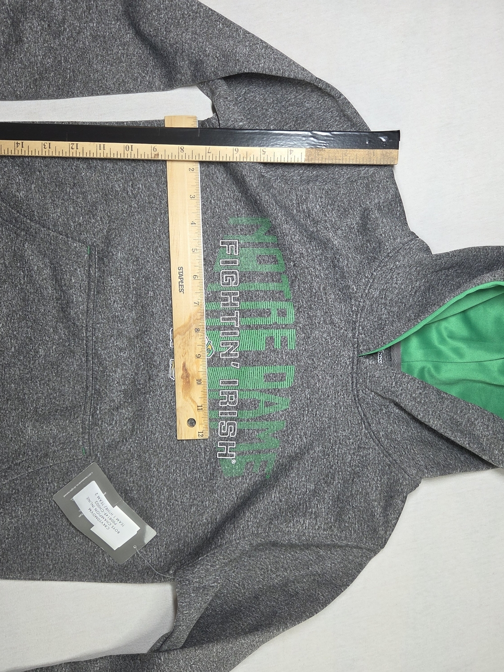 Champion Gray And Green marled Notre Dame Fighting Irish pullover hoodie Size M